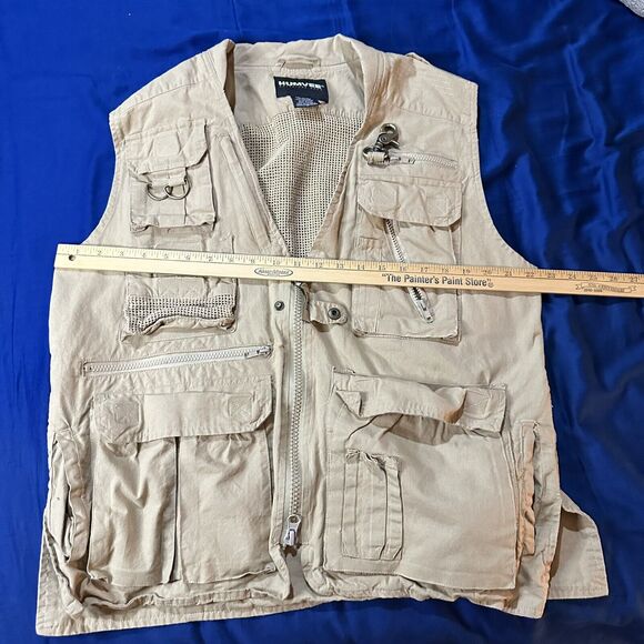 Humvee Vest Mens M Brown Cotton Full Zip Chest Pockets Tactical Fishing Safari - Picture 1 of 5